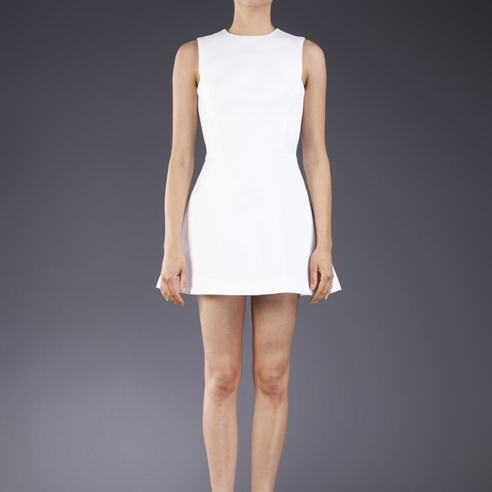 Victoria Beckham  Made in England Sleeveless White Cotton A-Line Dress Size 8.